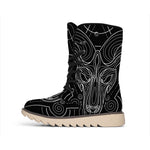 Black And White Aries Sign Print Winter Boots