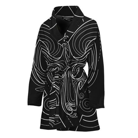Black And White Aries Sign Print Women's Bathrobe