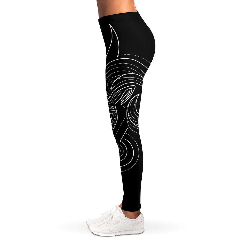 Black And White Aries Sign Print Women's Leggings
