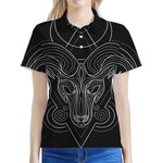 Black And White Aries Sign Print Women's Polo Shirt