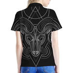 Black And White Aries Sign Print Women's Polo Shirt