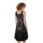 Black And White Aries Sign Print Women's Sleeveless Dress