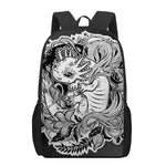 Black And White Axolotl Print 17 Inch Backpack