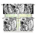 Black And White Axolotl Print 3 Piece Kitchen Curtains