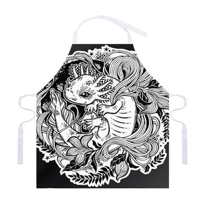 Black And White Axolotl Print Adjustable Apron