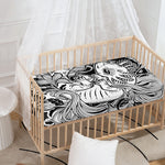Black And White Axolotl Print Baby Crib Sheet