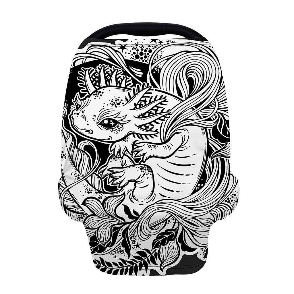 Black And White Axolotl Print Baby Seat Cover