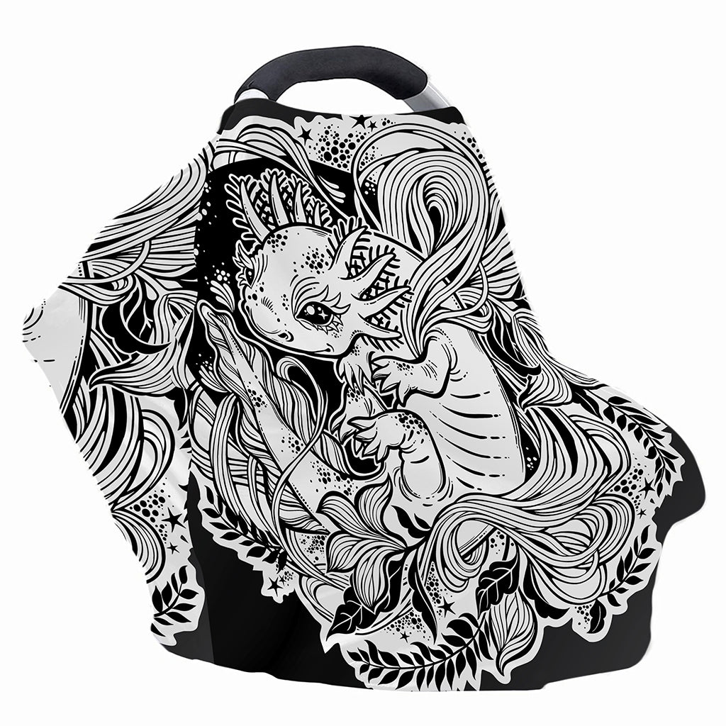 Black And White Axolotl Print Baby Seat Cover