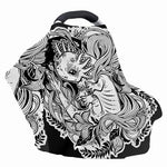Black And White Axolotl Print Baby Seat Cover