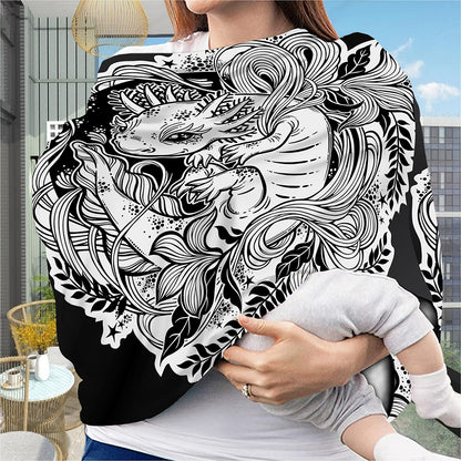 Black And White Axolotl Print Baby Seat Cover