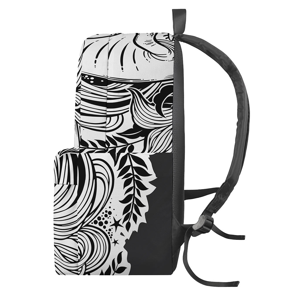 Black And White Axolotl Print Backpack