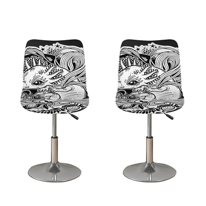 Black And White Axolotl Print Bar Stool Covers