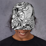 Black And White Axolotl Print Baseball Cap