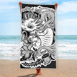 Black And White Axolotl Print Beach Towel