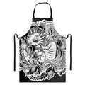 Black And White Axolotl Print Bib Apron With Pocket