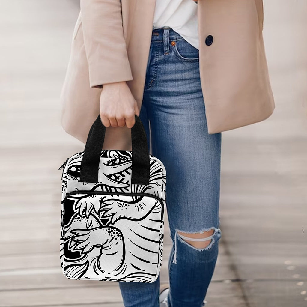 Black And White Axolotl Print Bible Tote Bag