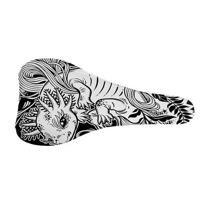 Black And White Axolotl Print Bicycle Seat Cover
