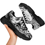 Black And White Axolotl Print Black Chunky Shoes