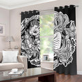Black And White Axolotl Print Dimout Grommet Curtains