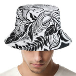 Black And White Axolotl Print Bucket Hat