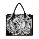Black And White Axolotl Print Canvas Tote Bag