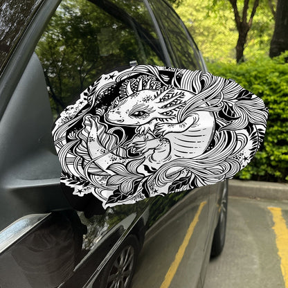 Black And White Axolotl Print Car Side Mirror Covers
