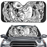 Black And White Axolotl Print Car Windshield Sun Shade