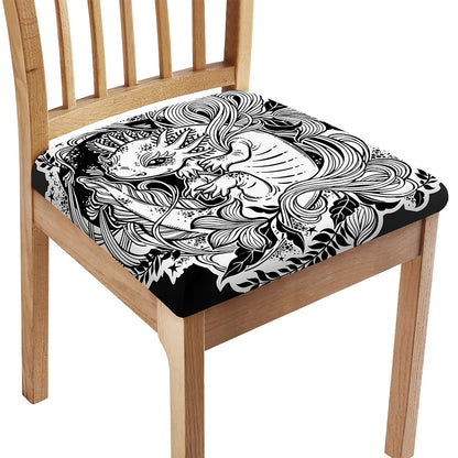 Black And White Axolotl Print Chair Cushion Cover