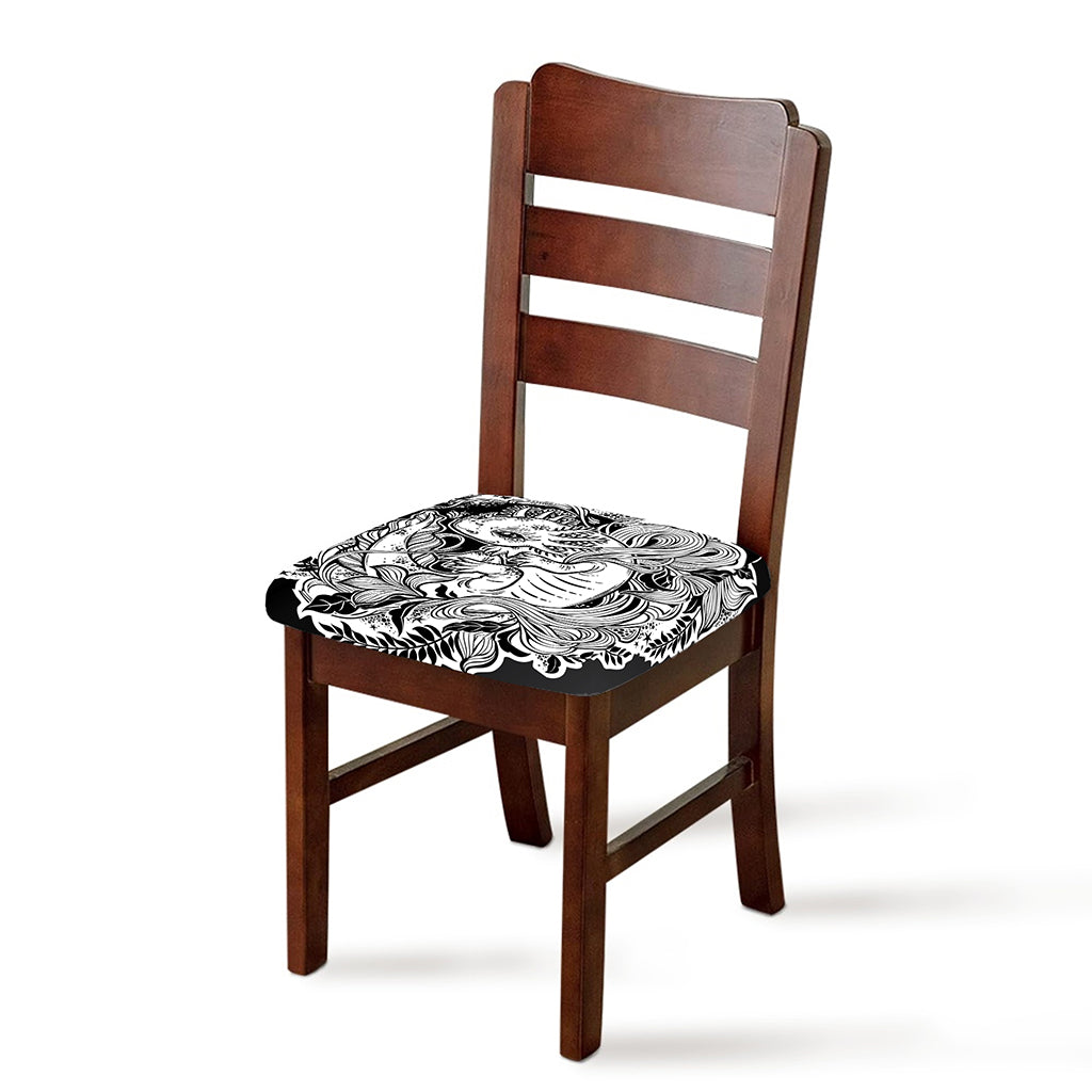 Black And White Axolotl Print Chair Cushion Cover
