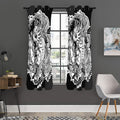 Black And White Axolotl Print Grommet Curtain Panels