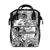 Black And White Axolotl Print Diaper Bag