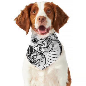 Black And White Axolotl Print Dog Bandana