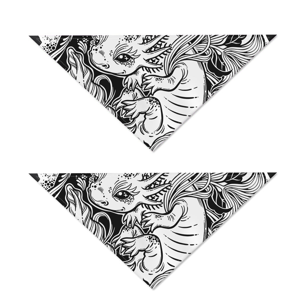 Black And White Axolotl Print Dog Bandana