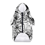 Black And White Axolotl Print Dog Zip Up Hoodie