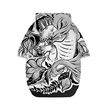 Black And White Axolotl Print Dog Zip Up Hoodie