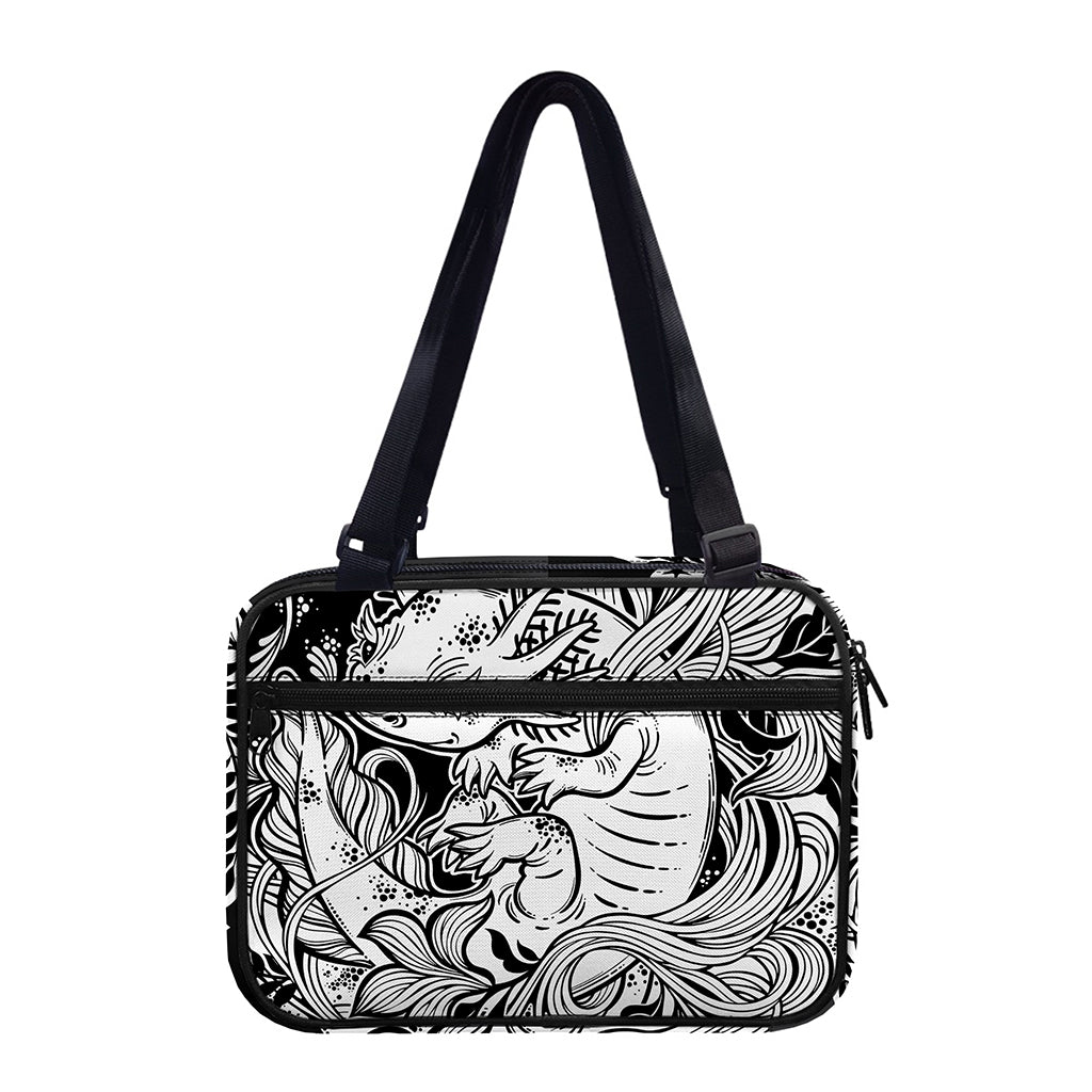 Black And White Axolotl Print Double Strap Bible Bag