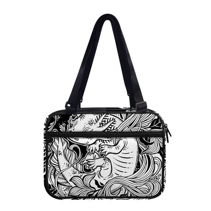 Black And White Axolotl Print Double Strap Bible Bag
