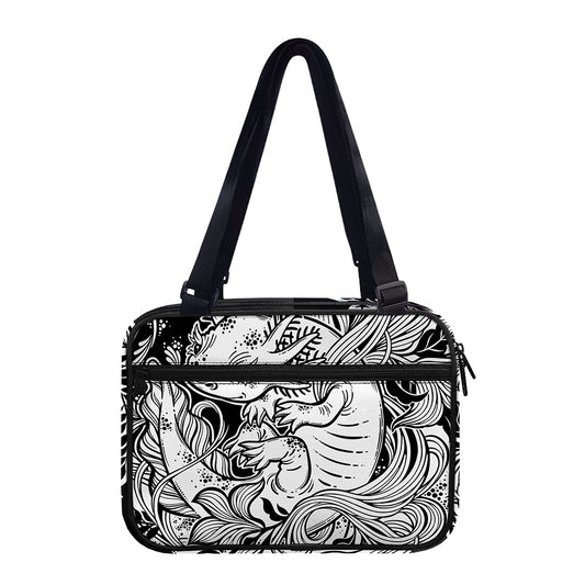 Black And White Axolotl Print Double Strap Bible Bag