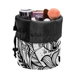 Black And White Axolotl Print Drawstring Makeup Bag