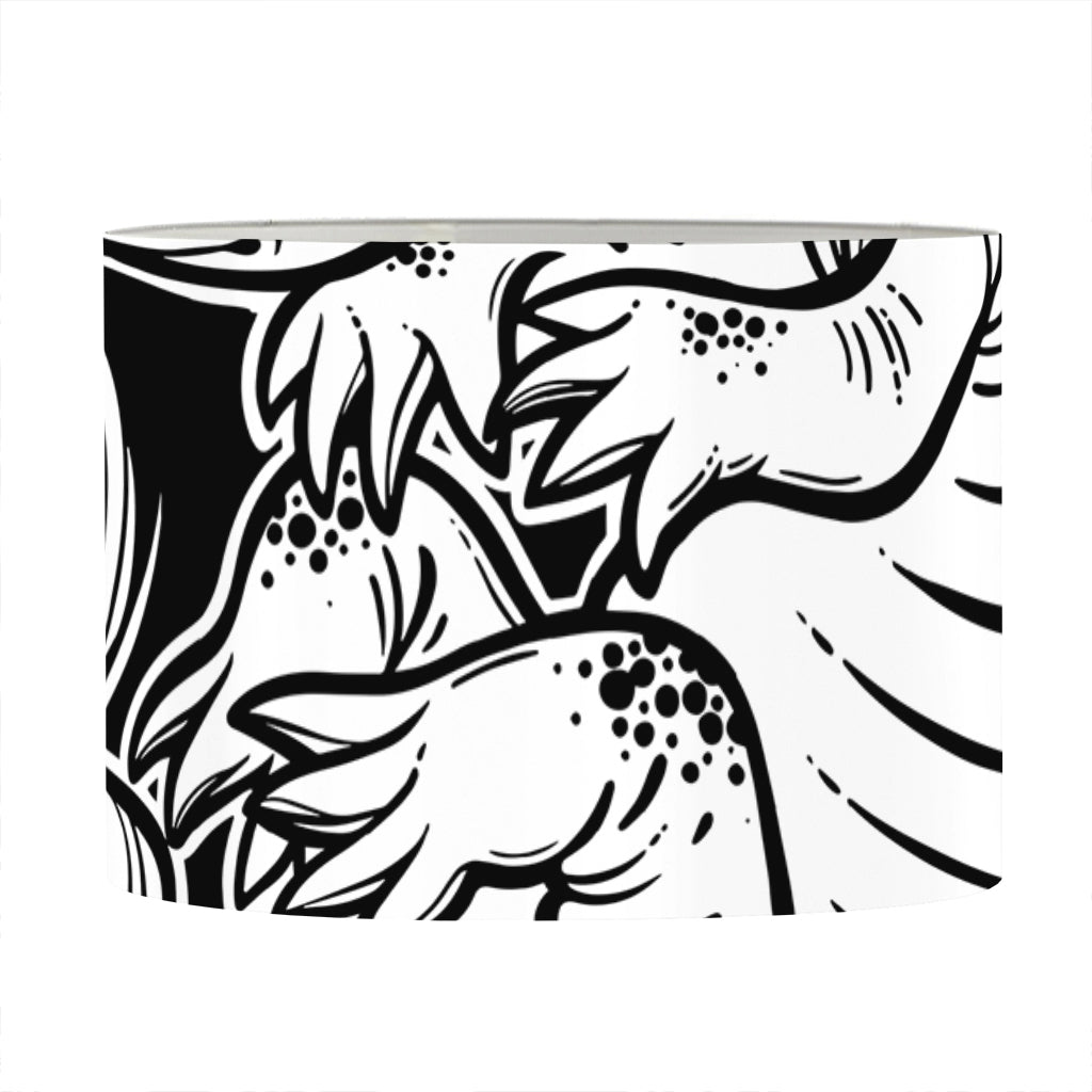 Black And White Axolotl Print Drum Lamp Shade