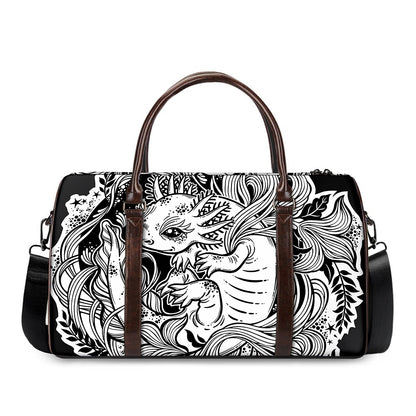 Black And White Axolotl Print Duffle Bag