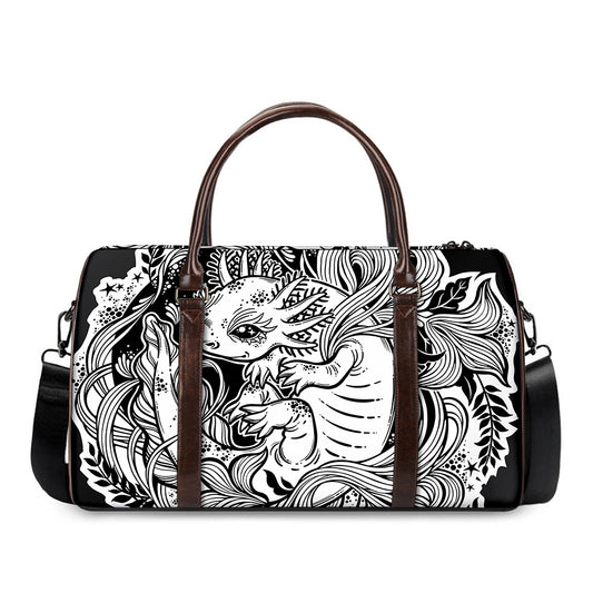 Black And White Axolotl Print Duffle Bag