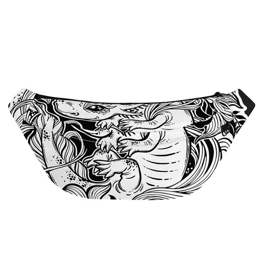 Black And White Axolotl Print Fanny Pack