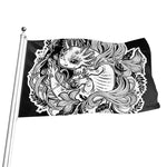 Black And White Axolotl Print Flag
