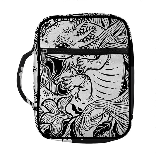 Black And White Axolotl Print Front Pocket Bible Bag