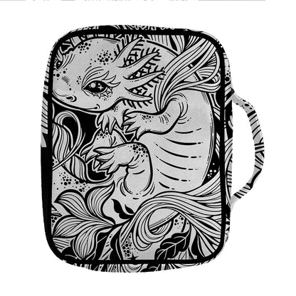 Black And White Axolotl Print Front Pocket Bible Bag