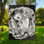 Black And White Axolotl Print Garden Flag