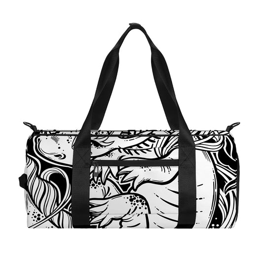 Black And White Axolotl Print Gym Bag