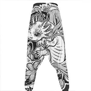 Black And White Axolotl Print Hammer Pants