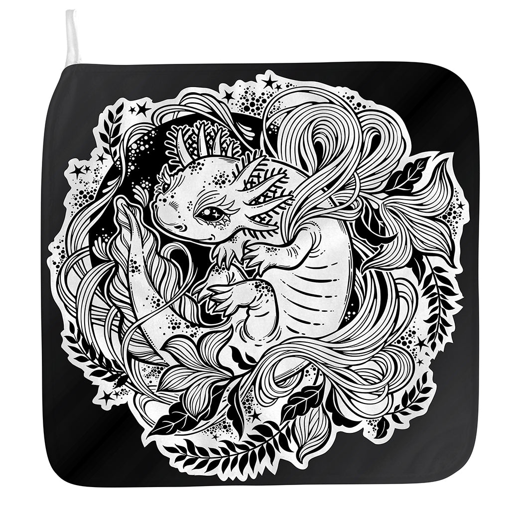Black And White Axolotl Print Hand Towel